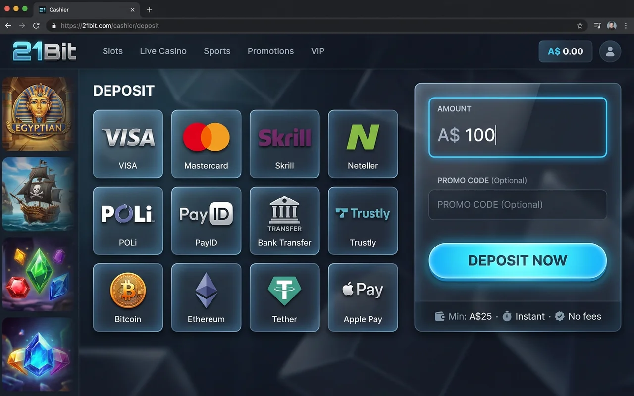 Payment methods and cashouts – 21Bit